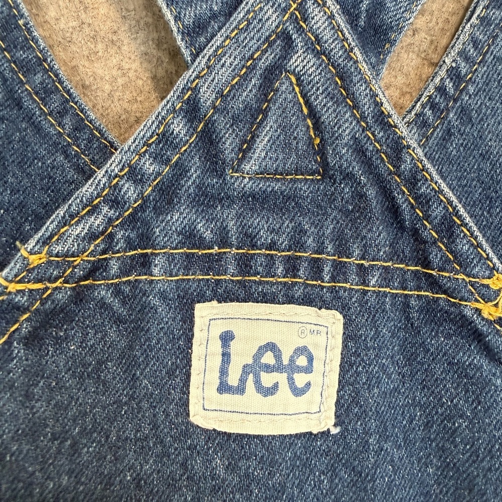 Vintage Lee Denim Bib Overalls Womens 7/8 Blue Denim Tapered USA 80s 90s - Picture 12 of 16